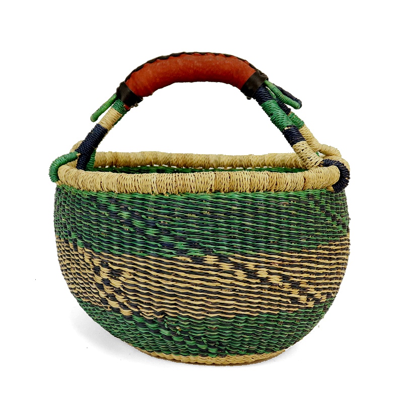 ブルキナバスケット M カラー 黒赤茶ハンドル