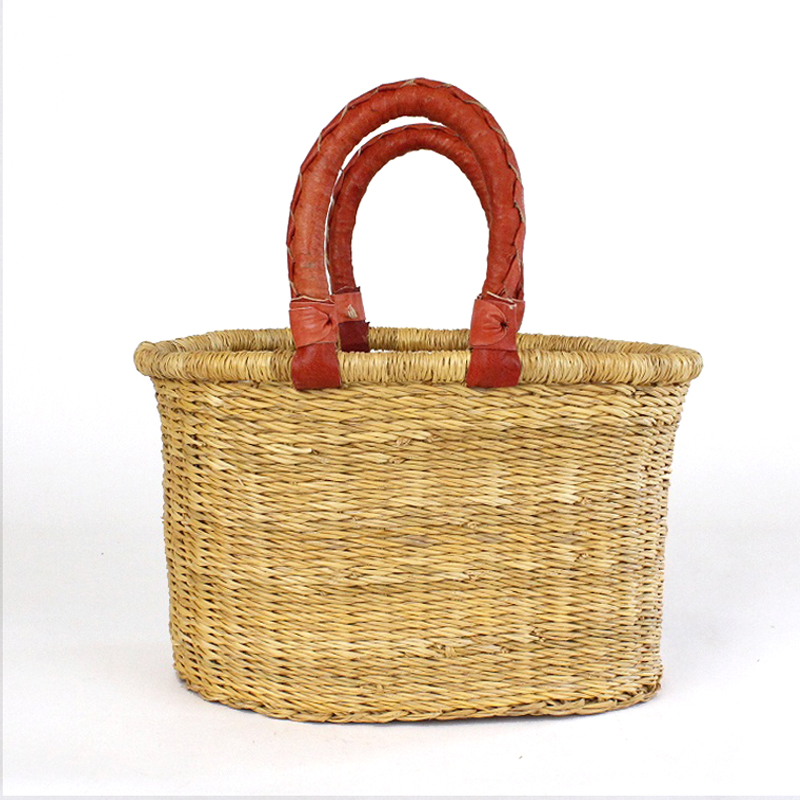 ブルキナバスケット 楕円革取手 S 無地