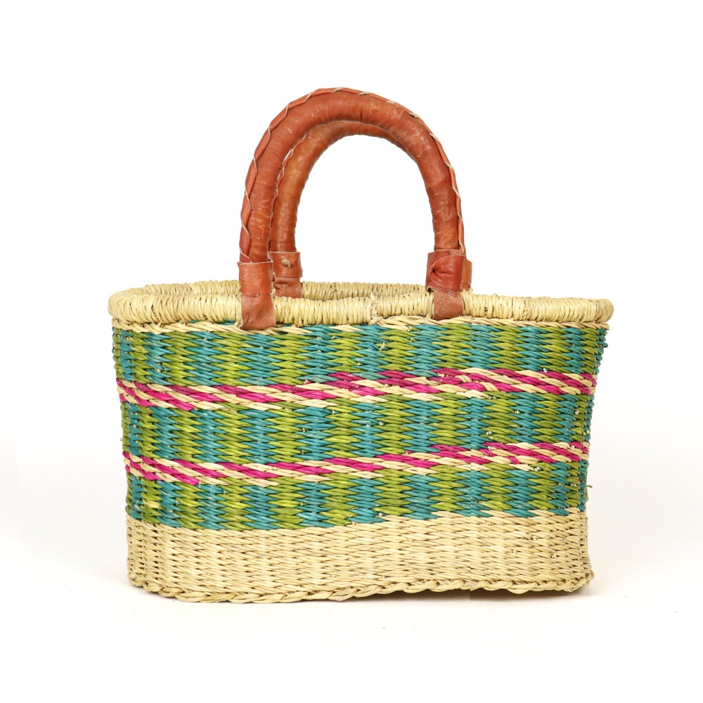 ブルキナバスケット 楕円革取手 S カラー