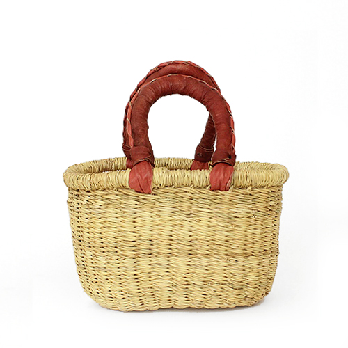 ブルキナバスケット 楕円革取手 SS 無地