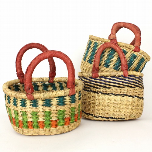 ブルキナバスケット 楕円革取手 SS カラー