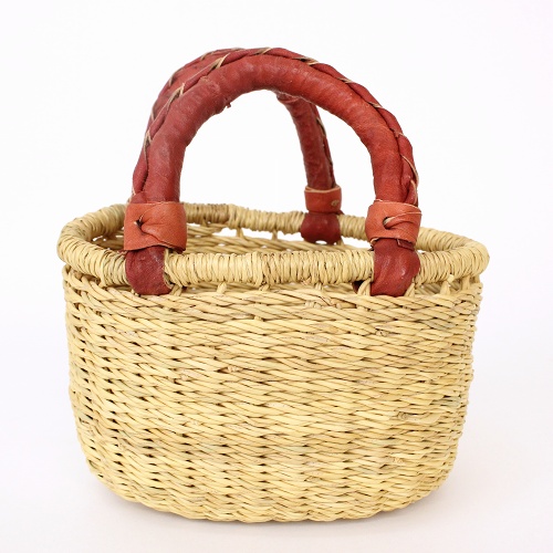 ブルキナバスケット 楕円革取手 ミニ 無地