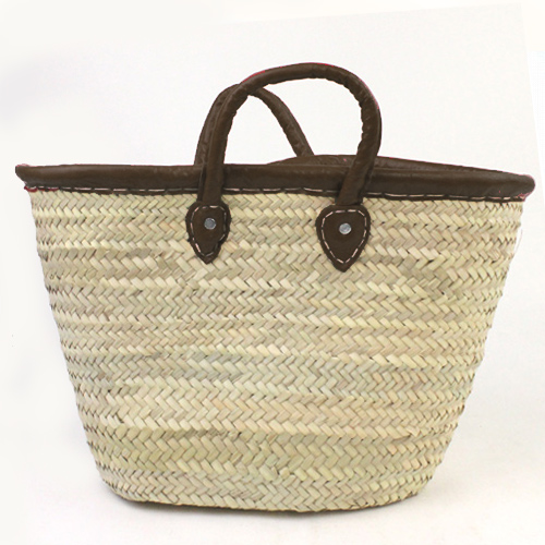 タザドームかご 革縁革手 M 焦げ茶