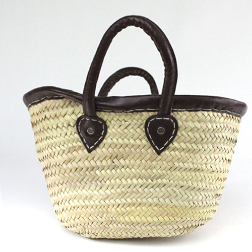 タザドームかご 革縁革手 S 焦げ茶