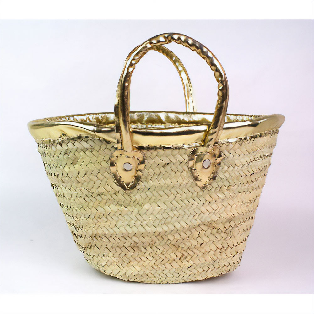 タザドームかご 革縁革手 S ゴールド