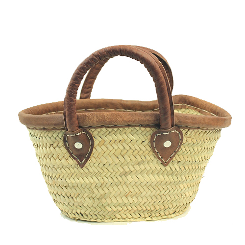 タザドームかご 革縁革手 SS 薄茶