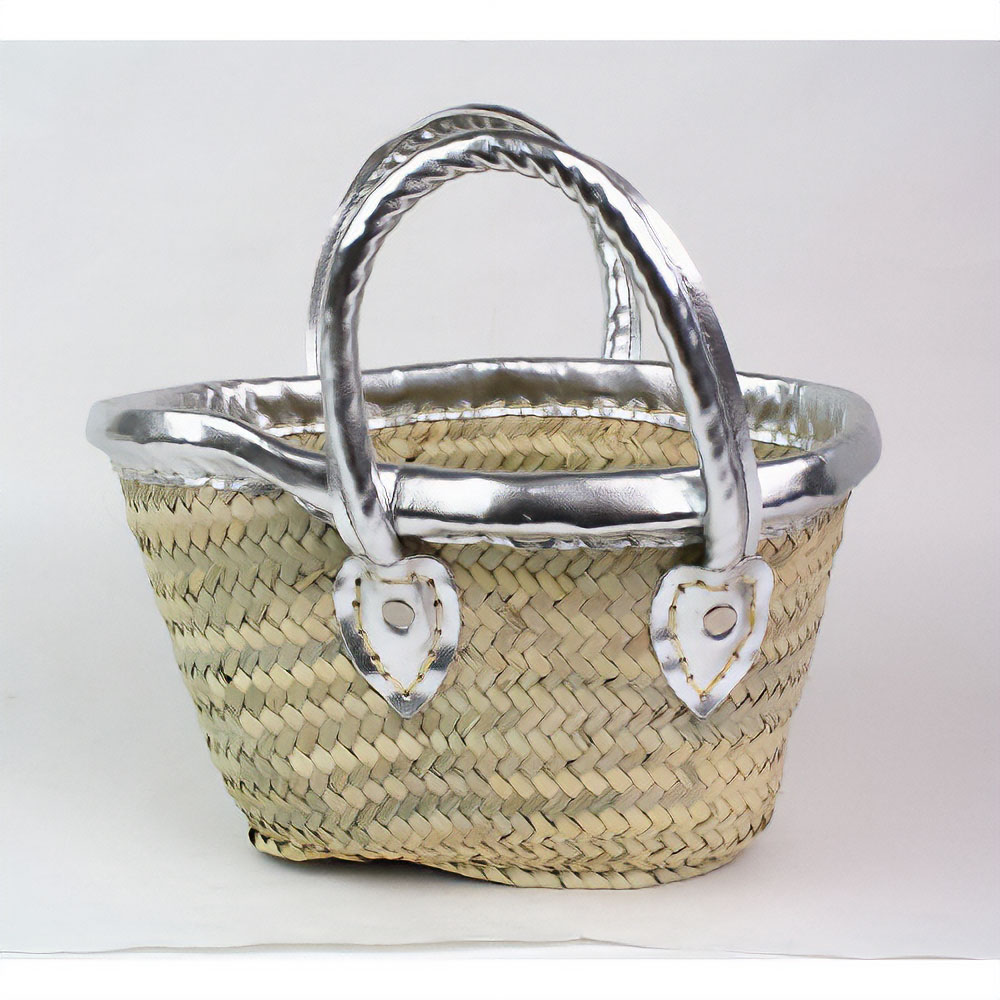 タザドームかご 革縁革手 SS シルバー