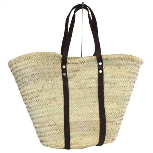 タザドームかごバッグ 平革ぐるりM 長 焦げ茶