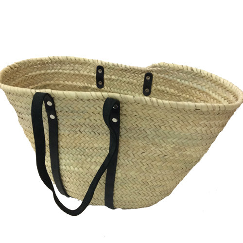 タザドームかごバッグ 平革ぐるりM 黒 70cmハンドル