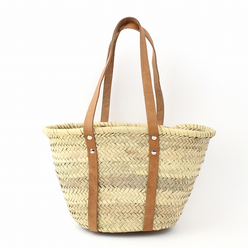 タザドームかごバッグ 平革ぐるりS 長 薄茶