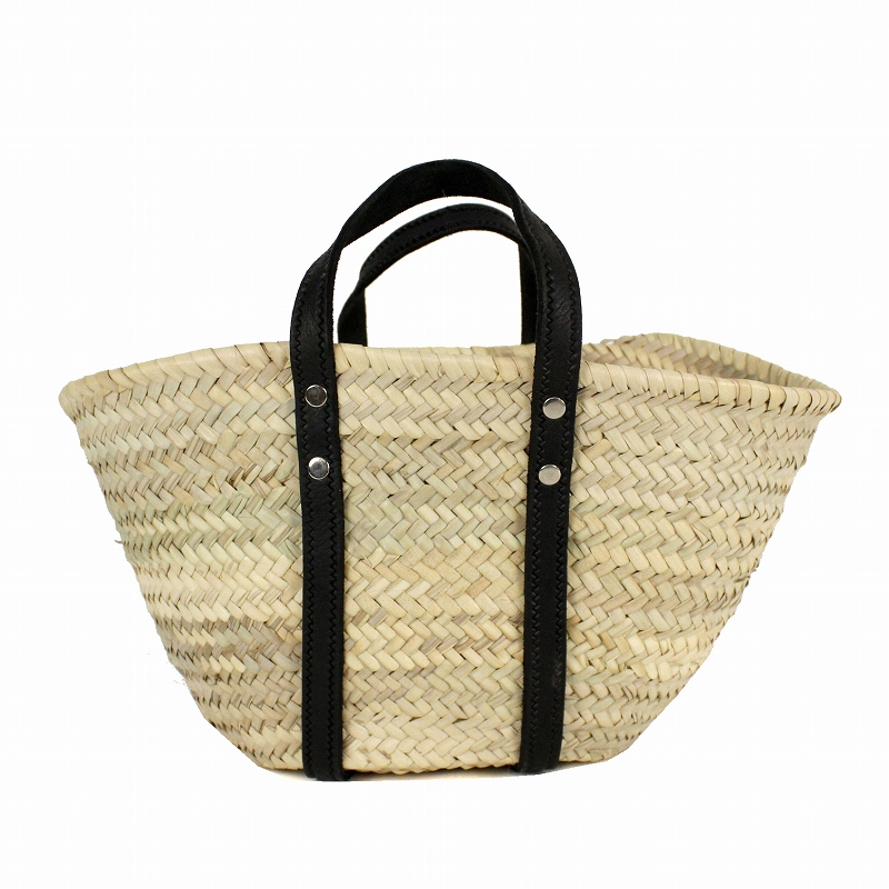 タザドームかごバッグ 平革ぐるりS 黒 柄入り