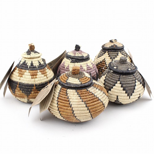 ズールーバスケット壺 UKHAMBA 蓋付き DYAXZ 15_18 色柄アソート