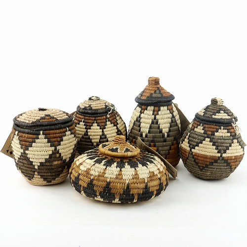 ズールーバスケット壺 UKHAMBA 蓋付き DYXZX 13_14 色柄アソート
