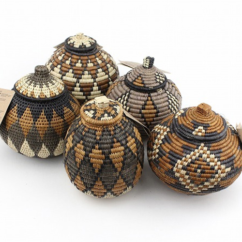 ズールーバスケット壺 UKHAMBA 蓋付き DGAXZ 18_20 色柄アソート