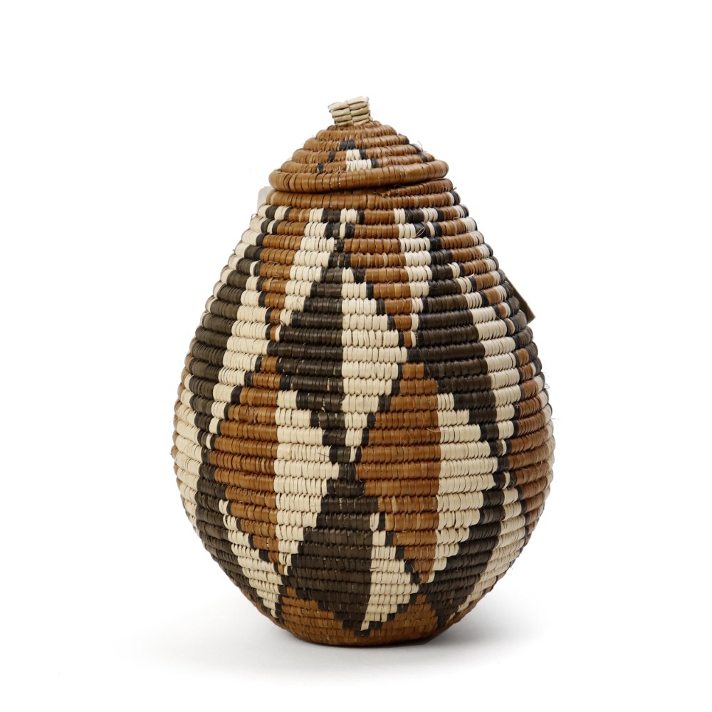 ズールーバスケット壺 UKHAMBA 蓋付き DAXZX 21_24 一点物_2401