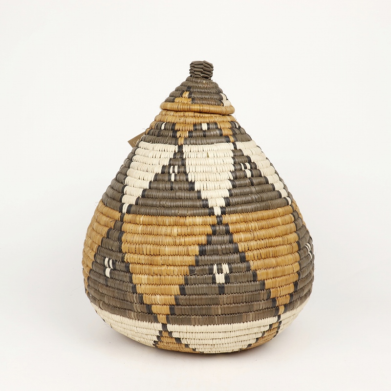 ズールーバスケット壺 UKHAMBA 蓋付き DIXZX 25_27 一点物_2209