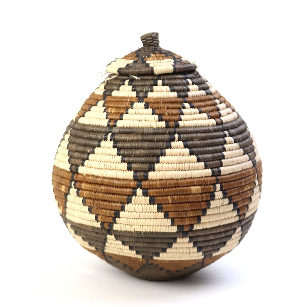 ズールーバスケット壺 UKHAMBA 蓋付き DIXZX 25_27 2505 一点物