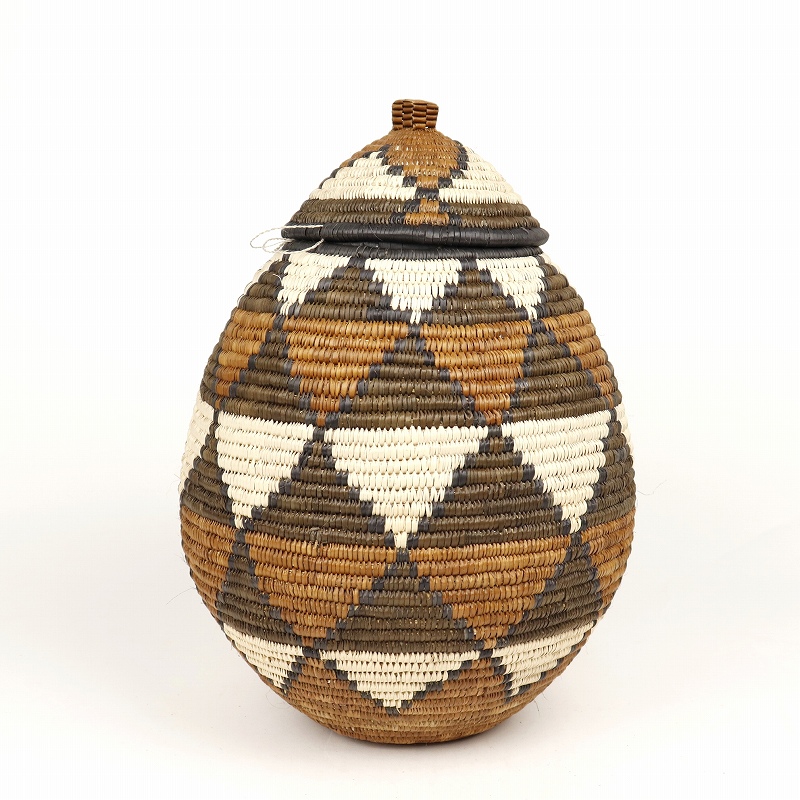 ズールーバスケット壺 UKHAMBA 蓋付き DOXZX 28_29 一点物_2207