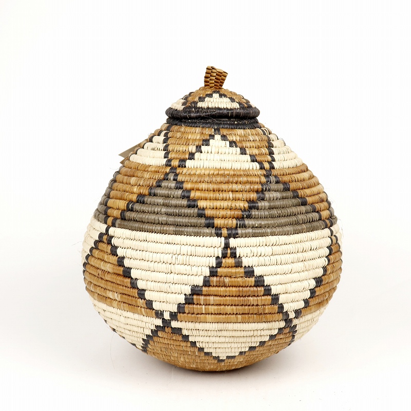 ズールーバスケット壺 UKHAMBA 蓋付き DOXZX 28_29 一点物_2220