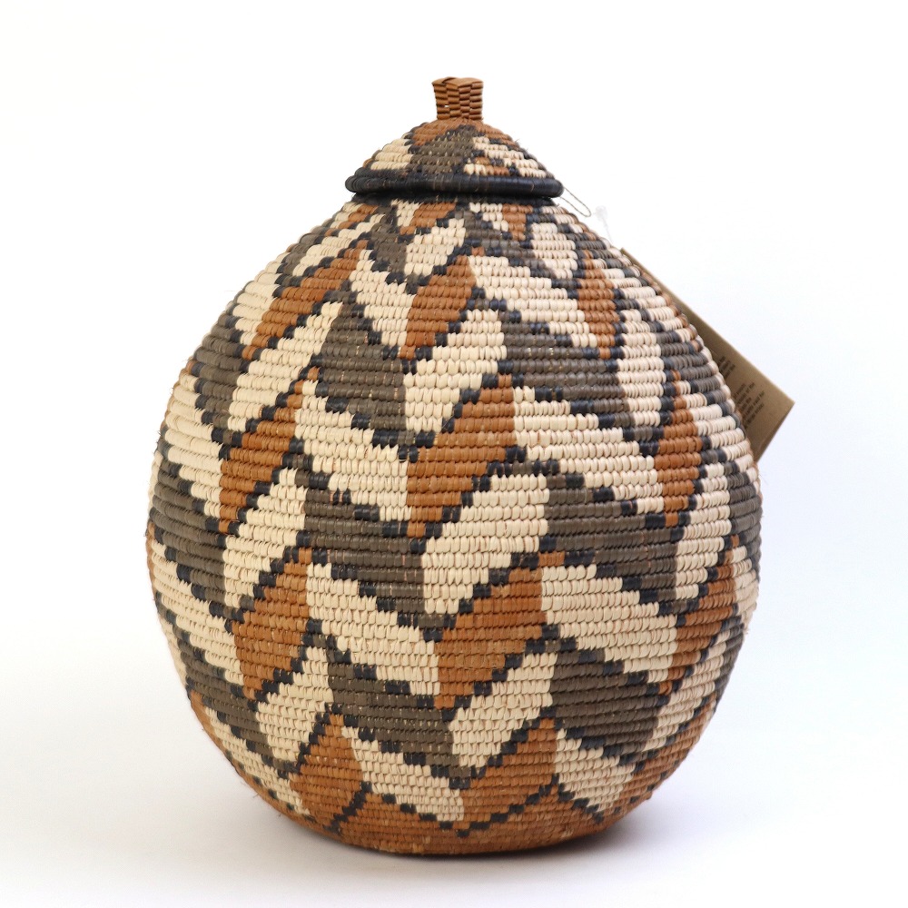 ズールーバスケット壺 UKHAMBA 蓋付き DNXZX 30_31 2506 一点物