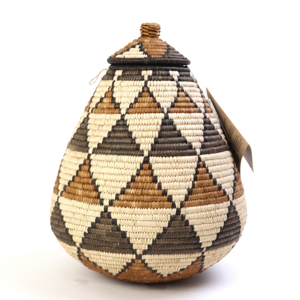 ズールーバスケット壺 UKHAMBA 蓋付き DNXZX 30_31 2507 一点物