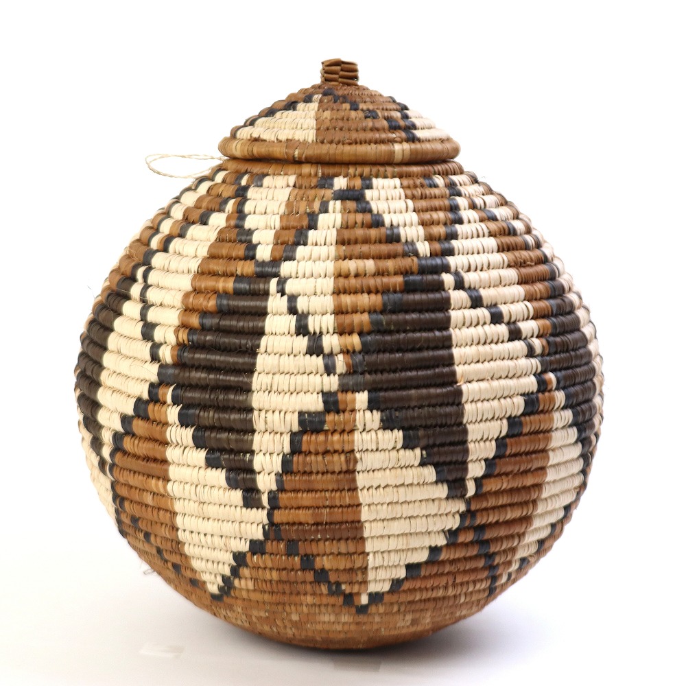 ズールーバスケット壺 UKHAMBA 蓋付き DNXZX 30_31 2508 一点物