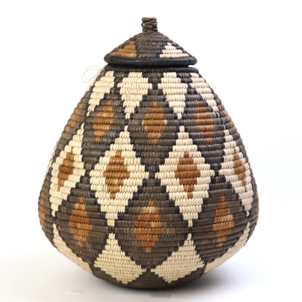ズールーバスケット壺 UKHAMBA 蓋付き DNXZX 30_31 2510 一点物