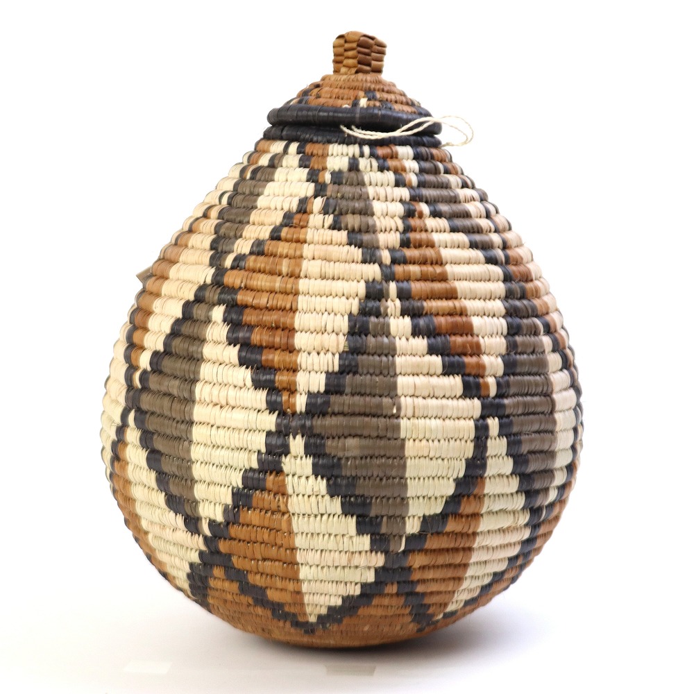 ズールーバスケット壺 UKHAMBA 蓋付き DNXZX 30_31 2511 一点物