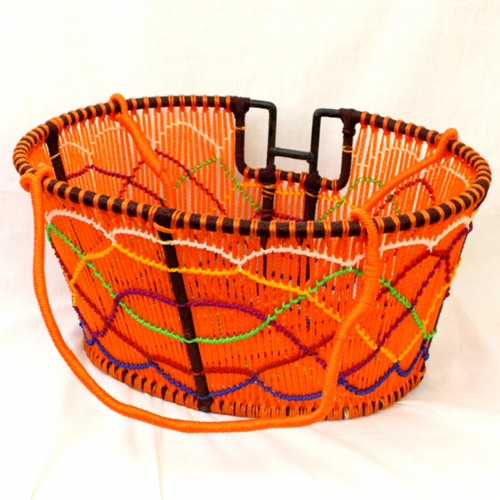 ワイヤーナイロン楕円 自転車カゴ(装着システム別売り)-01 オレンジ