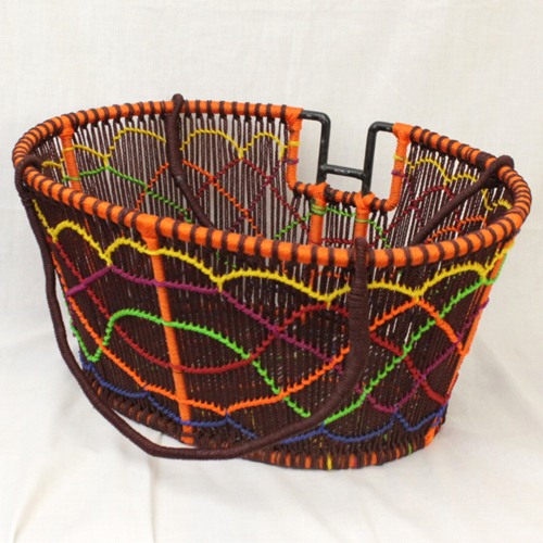 ワイヤーナイロン楕円 自転車カゴ(装着システム別売り)-02 焦げ茶