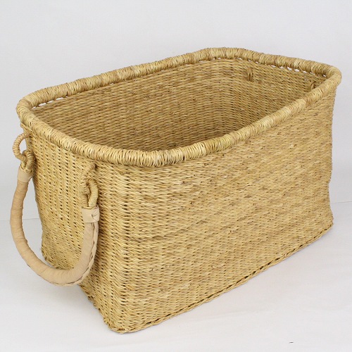 ボルガバスケット 四角カゴ 取っ手付き 大 ナチュラル