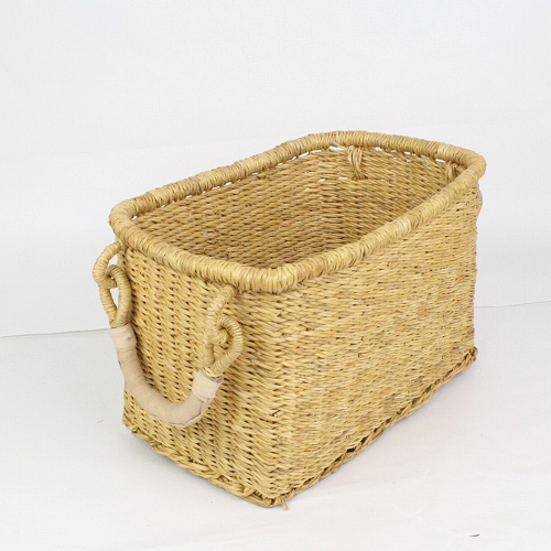 ボルガバスケット 四角カゴ 取っ手付き 小 ナチュラル