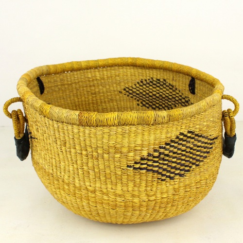 ボルガ伝統カゴ ダイヤ柄 大 黄