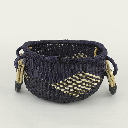 ボルガ伝統カゴ ダイヤ柄 小 濃紺