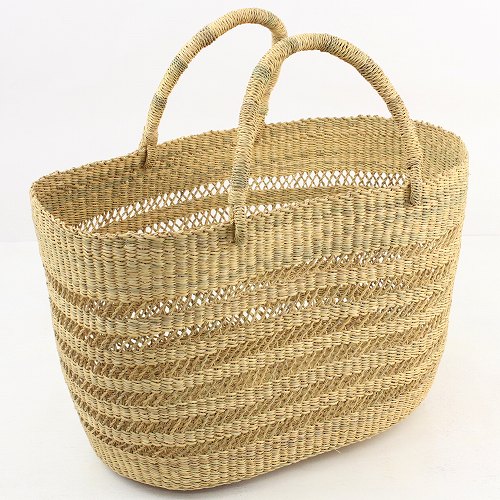 ボルガ楕円カゴ 透かし編み ナチュラル