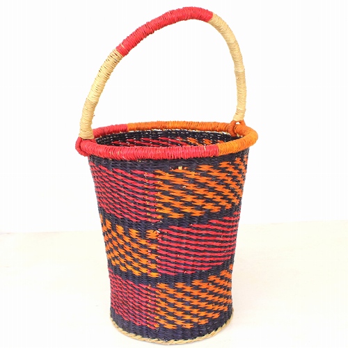 ボルガバケツ型カゴ 長方形柄 赤