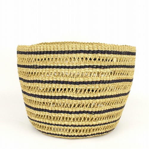 ボルガインテリアカゴ 透かし編みボーダー 中 黒