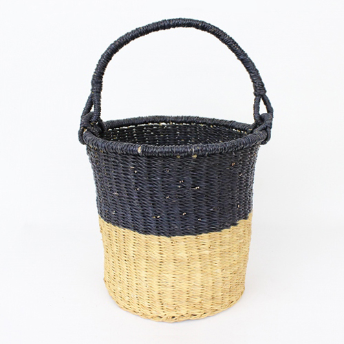 ボルガバケツ型かご 小 2トーン 下ナチュラル上黒