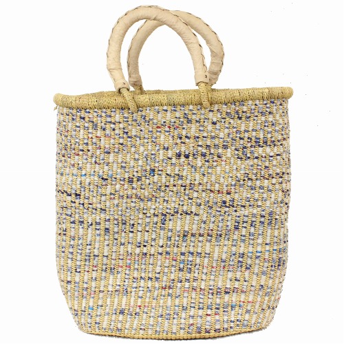 ボルガバスケット 縦長トート ドット縦ストライプ ピュアウォーター