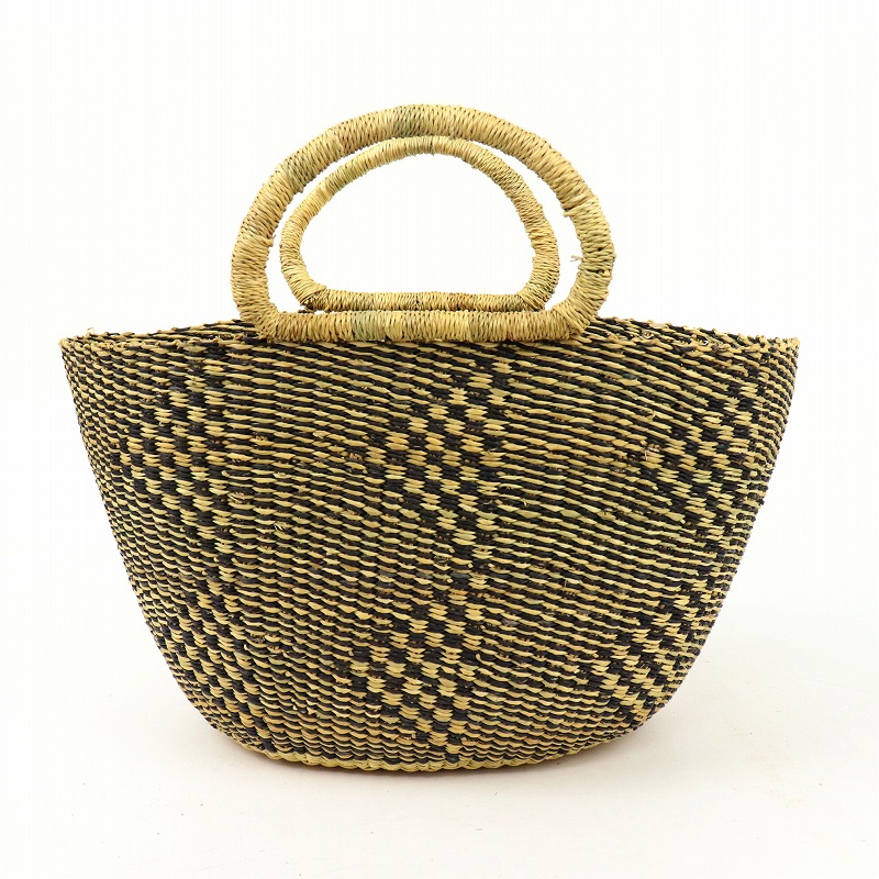 ブルキナ楕円カゴ 三角柄 革なし