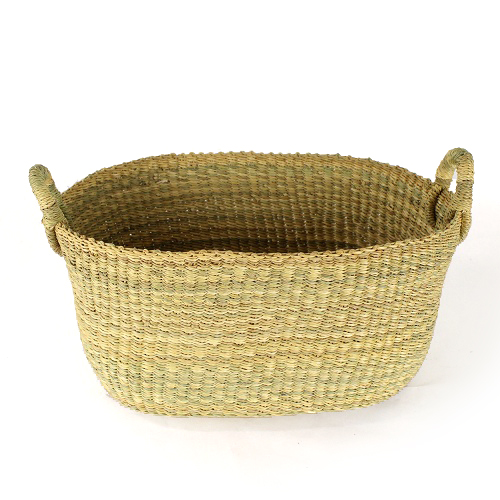 ボルガ楕円底2本手バスケット 小 深 ナチュラル