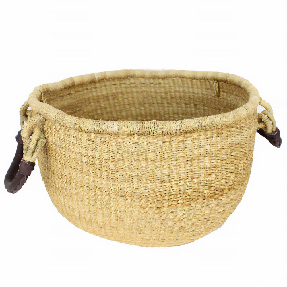 ボルガ伝統かご 大 ナチュラル 焦げ茶ハンドル