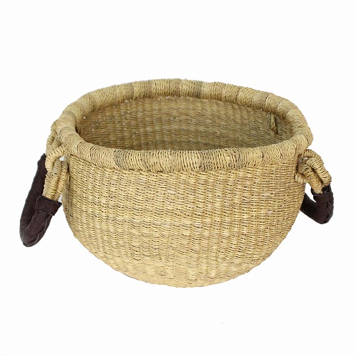 ボルガ伝統かご 小 ナチュラル 焦げ茶ハンドル