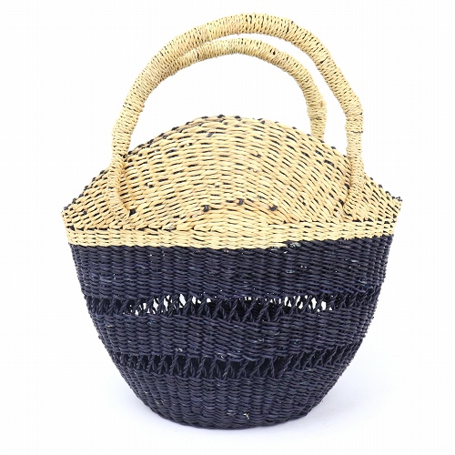 ボルガミニバスケット丸底 貝フォルム 2トーン ナチュラル黒