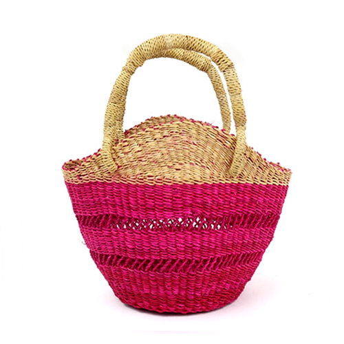 ボルガミニバスケット丸底 貝フォルム 2トーン ナチュラルピンク