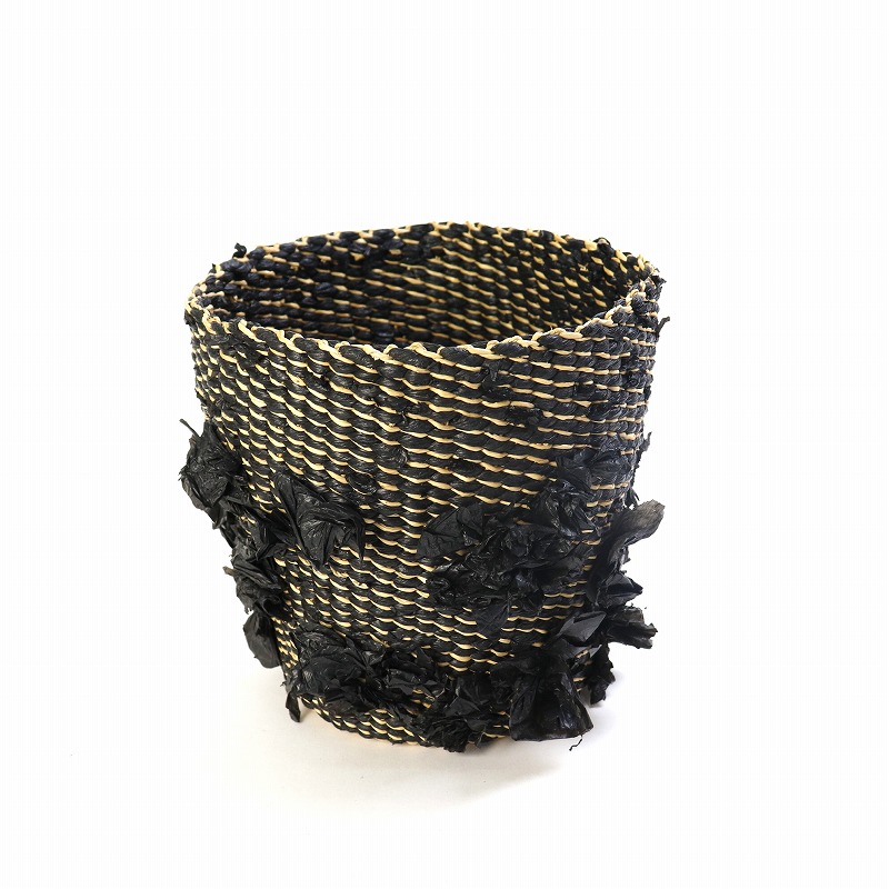 ボルガ丸底バスケット ビニールミックス フリンジ