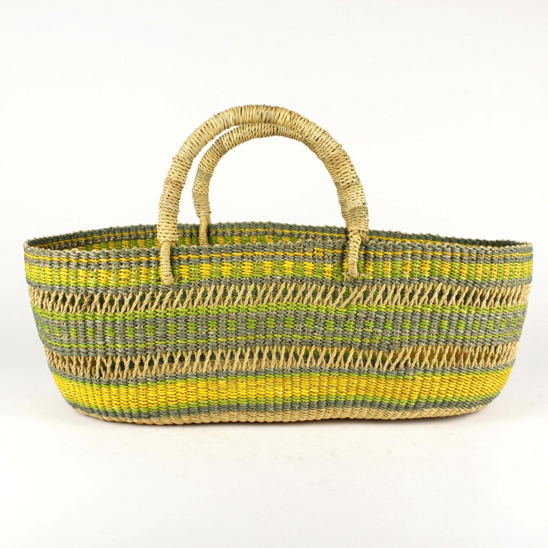 ボルガバスケット 楕円底 横長 透かし 黄緑