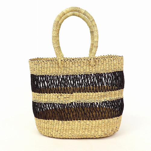 ボルガバスケット 楕円底 太透かし ナチュラル黒