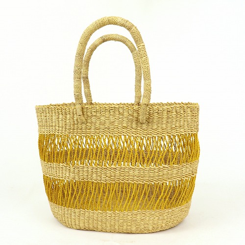 ボルガバスケット 楕円底 太透かし ナチュラル黄