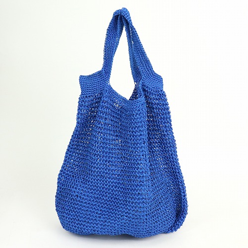 細糸カギ編みバッグ 大 青